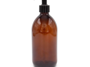hnedá sklenená flaša s dávkovačom 500 ml